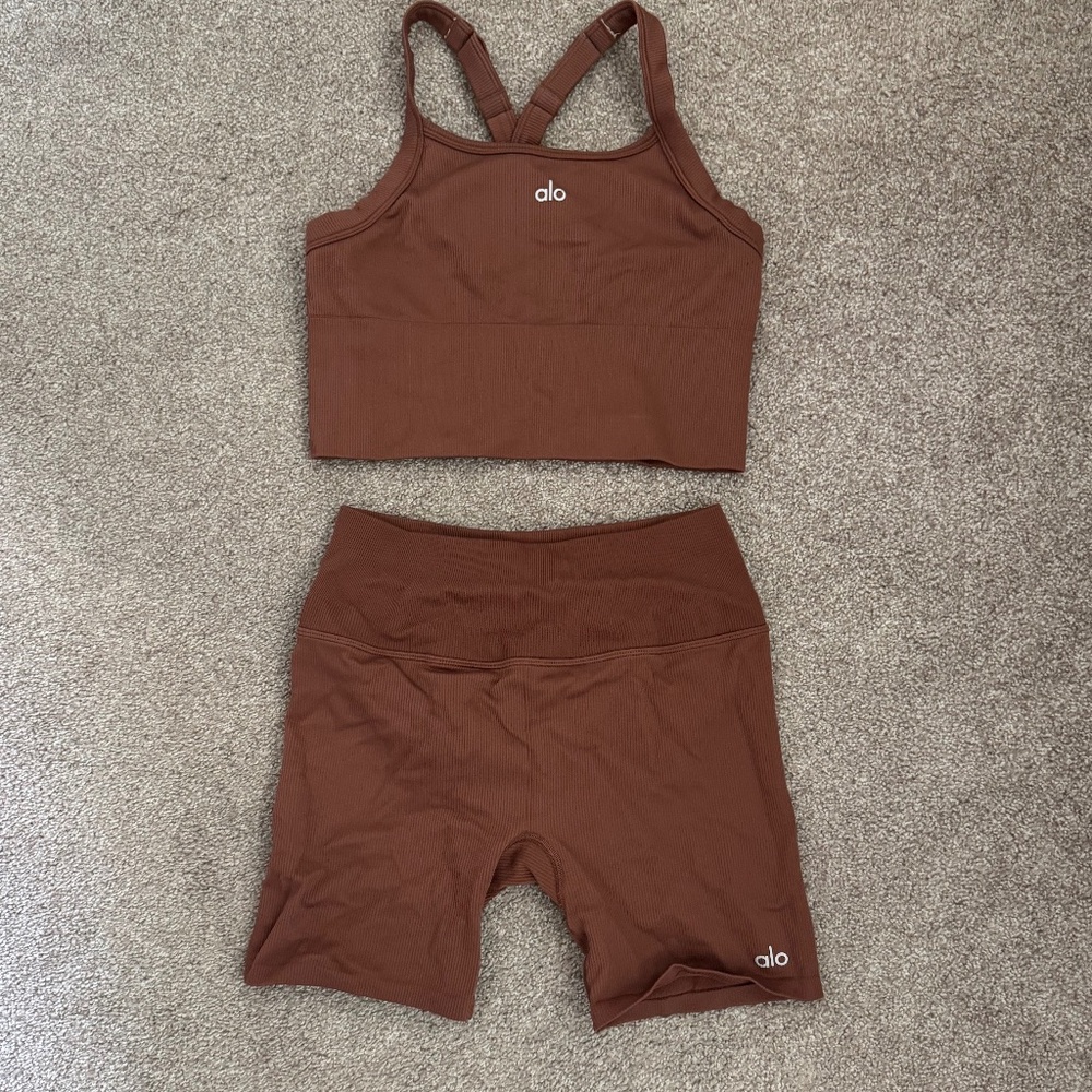 All Yoga Set Ribbed Biker Shorts